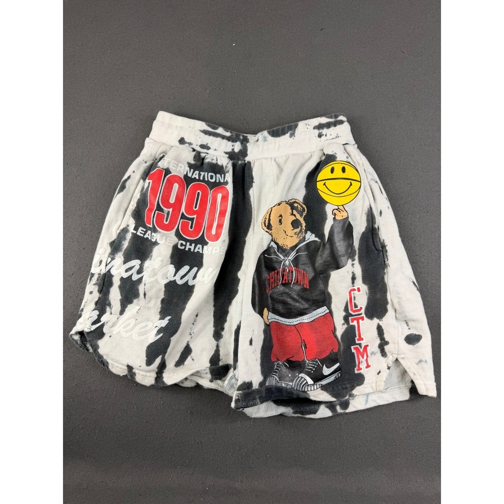 Chinatown Market Smiley Champions White Black Sweatshorts Tie-Dye Varsity Bear S